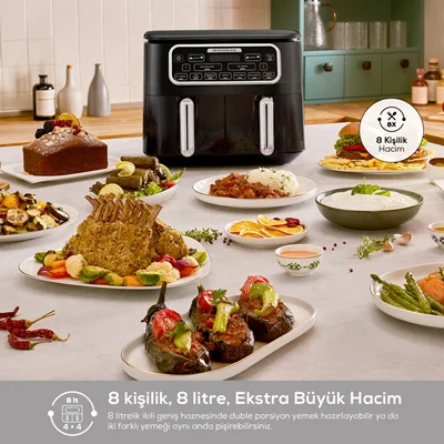 هواپز و سرخ کن دوقلو کاراجا Air Pro Cook Duo Tandır XXXL 8 طوسی