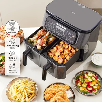 هواپز و سرخ کن دوقلو کاراجا Air Pro Cook Duo Tandır XXXL 8 طوسی